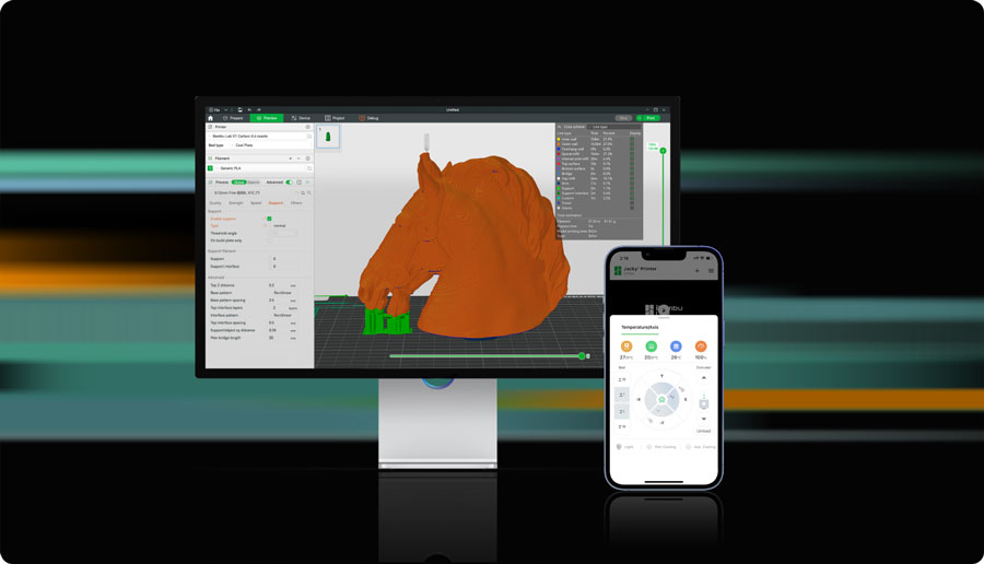 Управление 3D принтером Bambu Lab P1P осуществиться с помощью смартфона 